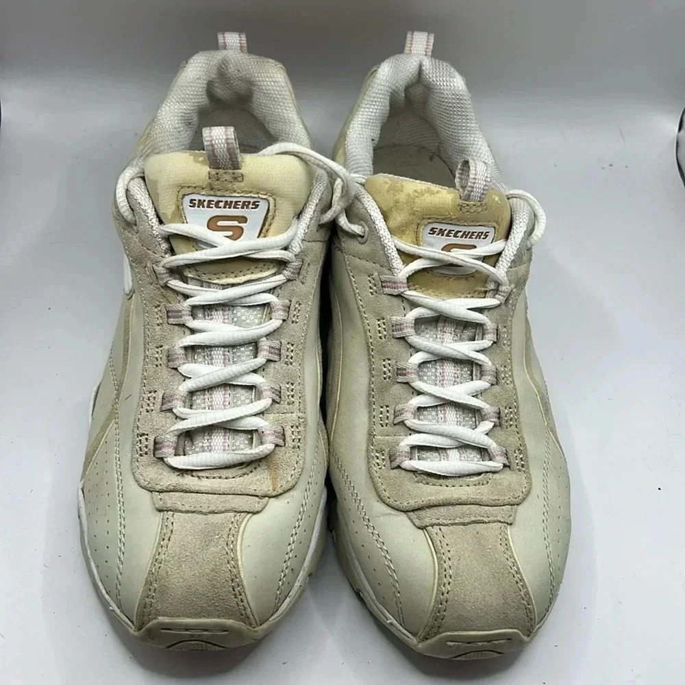 Sketchers 11206 Womens Sneakers athletic‎ shoes Natural Gray 8 Leather upper Y2K